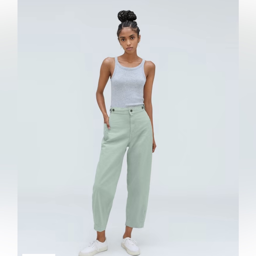 Everlane The Fatigue Barrel Pant in Sea Glass, size 2